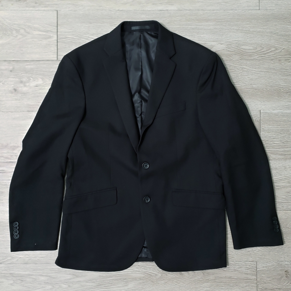 Kenneth Cole Reaction Techni-Cole black suit jacket men's size 38 S